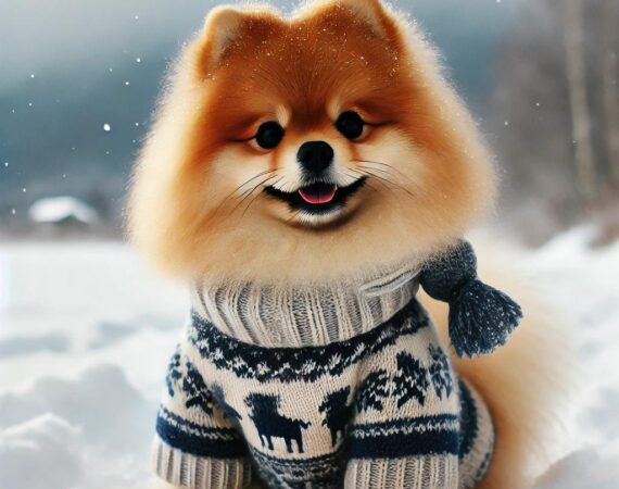 spitz alemão no frio