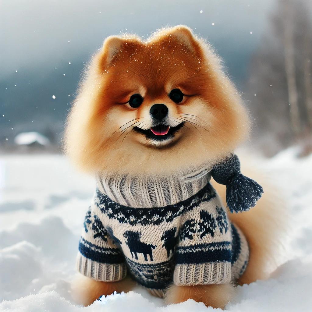 spitz alemão no frio